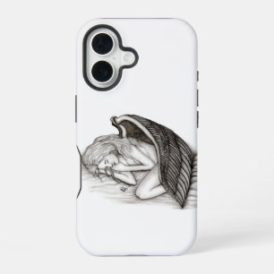 Funda Para iPhone 16 Un ángel dormido, blanco y negro