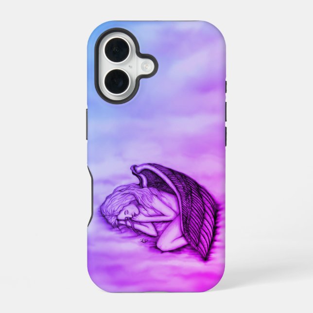 Funda Para iPhone 16 Un ángel durmiente en las nubes del cielo (Reverso )