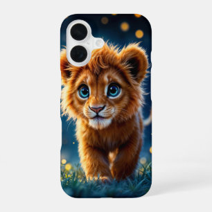 Funda Para iPhone 16 Un bebé león mágico caminando en una noche de fant