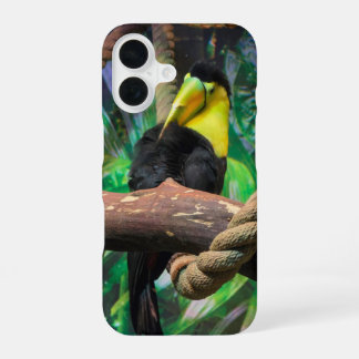 Funda Para iPhone 16 un bello Toucan negro y amarillo
