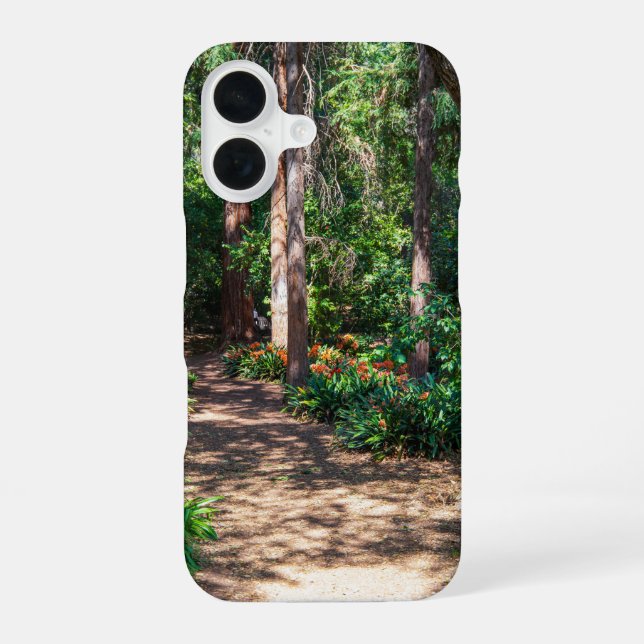 Funda Para iPhone 16 un sendero en el jardín con flores naranjas (Reverso )