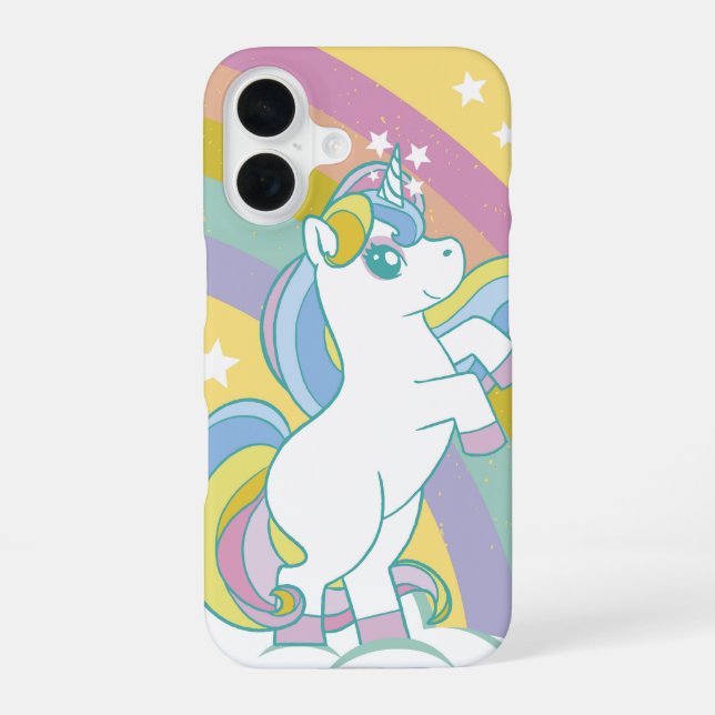 Funda Para iPhone 16 Unicornio de Arcoíris Pastel (Reverso )