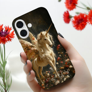 Funda Para iPhone 16 Unicornio de hadas de plumas multicolores vintage
