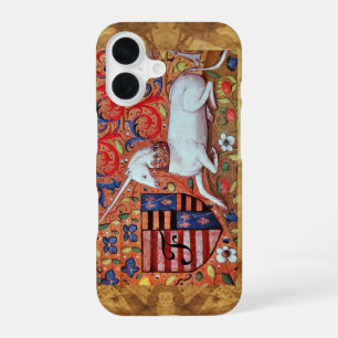 Funda Para iPhone 16 UNICORNIo Marrón Monograma Pergamino