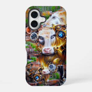 Funda Para iPhone 16 Vaca cibernética steampunk