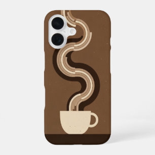 Funda Para iPhone 16 Vapor de Café Geométrico Retro
