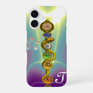 FUNDA PARA iPhone 16 VARA DE ASCLEPIO 7 CHAKRAS, YOGA, ENERGÍA ESPIRITU