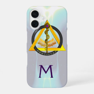 FUNDA PARA iPhone 16 VARA DE ASCLEPIO DENTISTA ODONTOLOGÍA MONOGRAMA