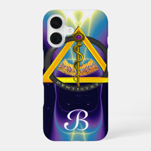 FUNDA PARA iPhone 16 VARA DE ASCLEPIO DENTISTA ODONTOLOGÍA MONOGRAMA