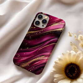 Funda Para iPhone 16 Velours Royale Luxury Magenta Silk Marble Gold