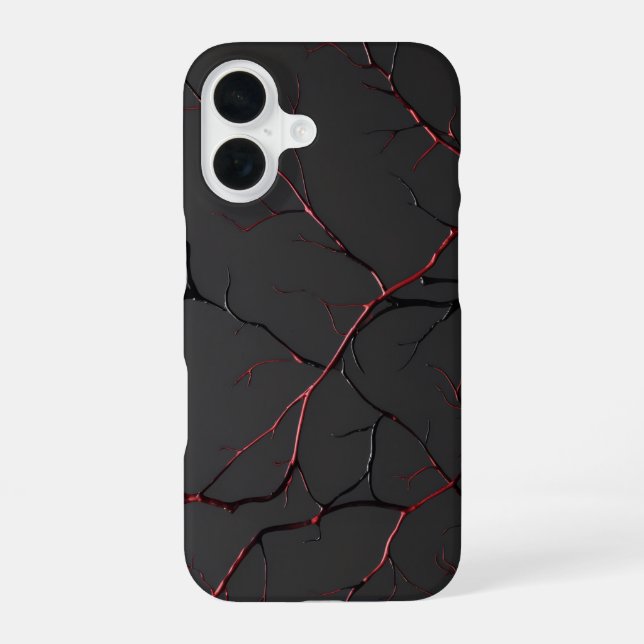 Funda Para iPhone 16 Venas negras y rojas (Reverso )