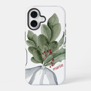 Funda Para iPhone 16 Verde Botánico Personalizado Con Bayas