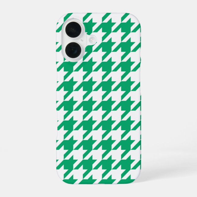 Funda Para iPhone 16 Verde Cuadro Piedra Houndstooth (Reverso )