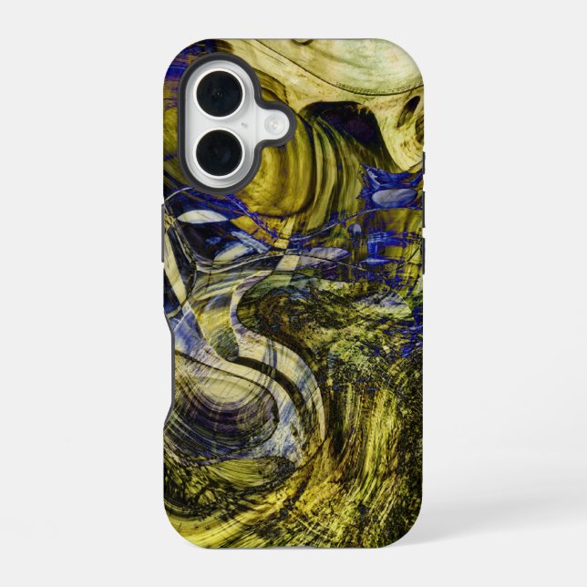 Funda Para iPhone 16 Verde Oliva Abstracto de Aviñón (Reverso )