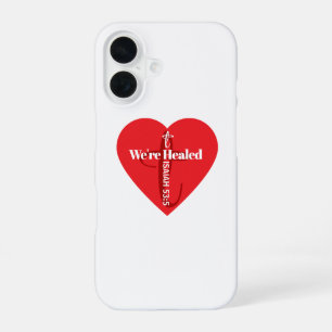 Funda Para iPhone 16 Versículo Bíblico de Sanación Corazón Rojo Cruz Si