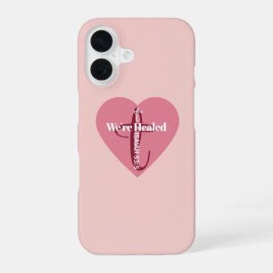 Funda Para iPhone 16 Versículo Bíblico de Sanación Corazón Rosa Cruz Si