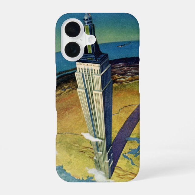 Funda Para iPhone 16 Viajes Antiguos Nueva York Edificio Empire State (Reverso )