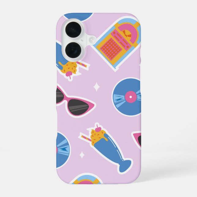 Funda Para iPhone 16 Vibraciones de restaurante de los 50 rosa (Reverso )