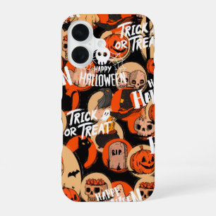 Funda Para iPhone 16 Vibraciones espeluznantes y lindas de Halloween