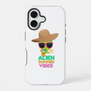 Funda Para iPhone 16 Vibraciones Retro de Verano de Playa Alien