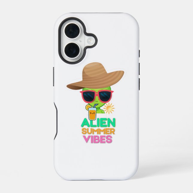 Funda Para iPhone 16 Vibraciones Retro de Verano de Playa Alien (Reverso )