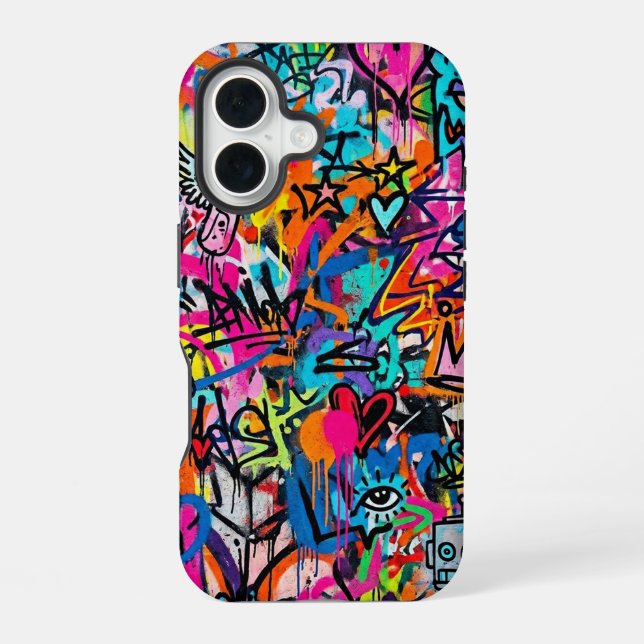 Funda Para iPhone 16 Vibrant Neon Graffiti Pattern iPhone 16 case (Reverso )