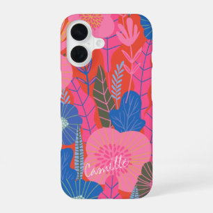 Funda Para iPhone 16 Vibrante Floral Tropical Jungla Rojo Personalizado