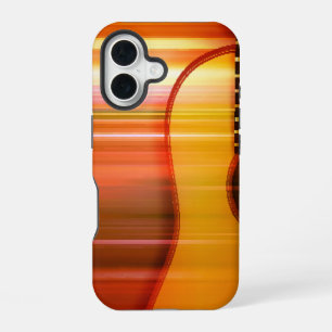 Funda Para iPhone 16 Vibrante Naranja Resumen Arte de guitarra