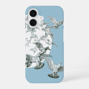 Funda Para iPhone 16 Vintage Art Nouveau Flock de aves con luna llena