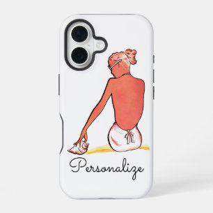 Funda Para iPhone 16 Vintage beach chica seashell verano elegante retro