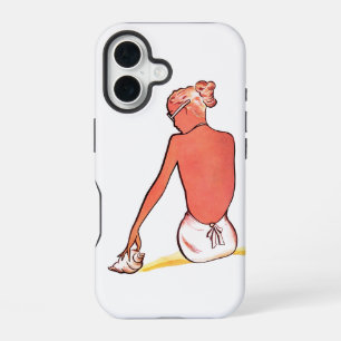 Funda Para iPhone 16 Vintage beach chica seashell verano elegante retro