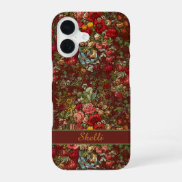 Funda Para iPhone 16 Vintage Floral Chintz Pattern with Your Name