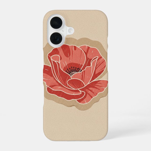 Funda Para iPhone 16 Vintage Stylized Poppy (Reverso )