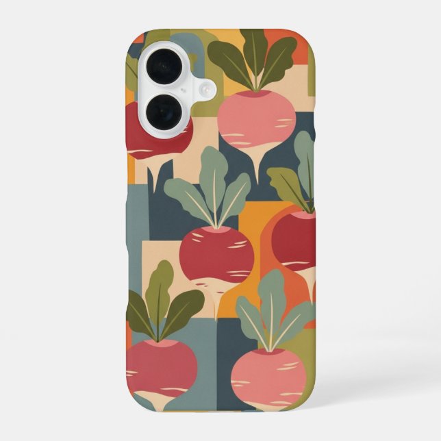 Funda Para iPhone 16 Vintage Stylized Radish Pattern (Reverso )