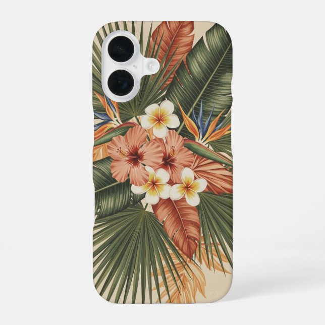 Funda Para iPhone 16 Vintage Tropical Botanical Composition (Reverso )