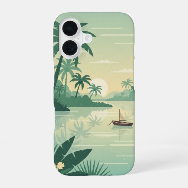 Funda Para iPhone 16 Vintage Tropical Lagoon (Reverso )