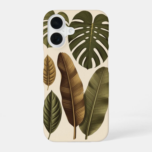 Funda Para iPhone 16 Vintage Tropical Leaves (Reverso )