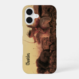 Funda Para iPhone 16 Vintage West, Caza de Búfalos Indios por Charles W