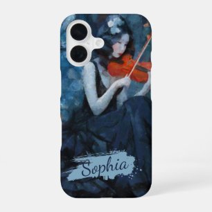 Funda Para iPhone 16 Violinista gótica de fantasía oscura en jardín ilu
