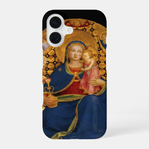 Funda Para iPhone 16 VIRGEN CON NIÑO, ÁNGELES, Negro, Oro Amarillo, Azu
