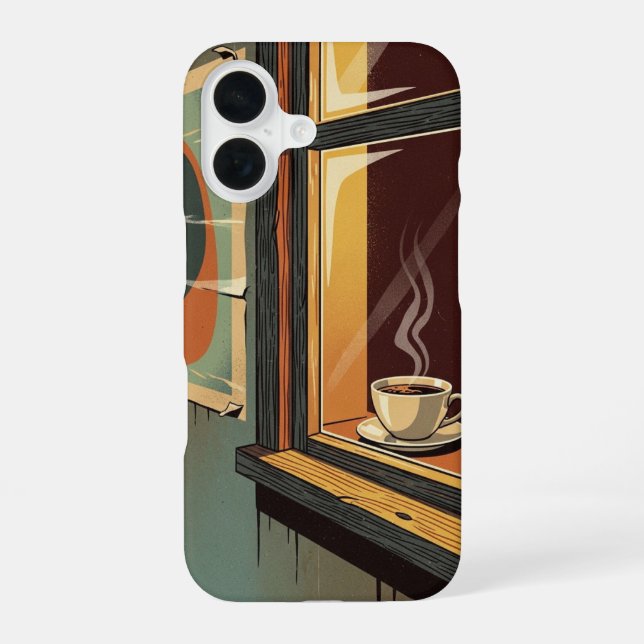Funda Para iPhone 16 Vista de Café Retro Acogedor (Reverso )