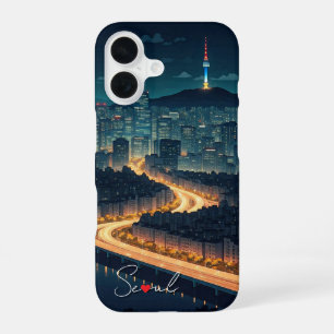 Funda Para iPhone 16 Vista nocturna de Seúl Corea del Sur
