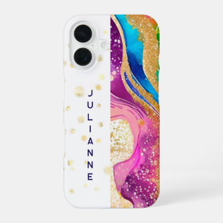 Funda Para iPhone 16 Vivid Rainbow Swirl Añadir nombre