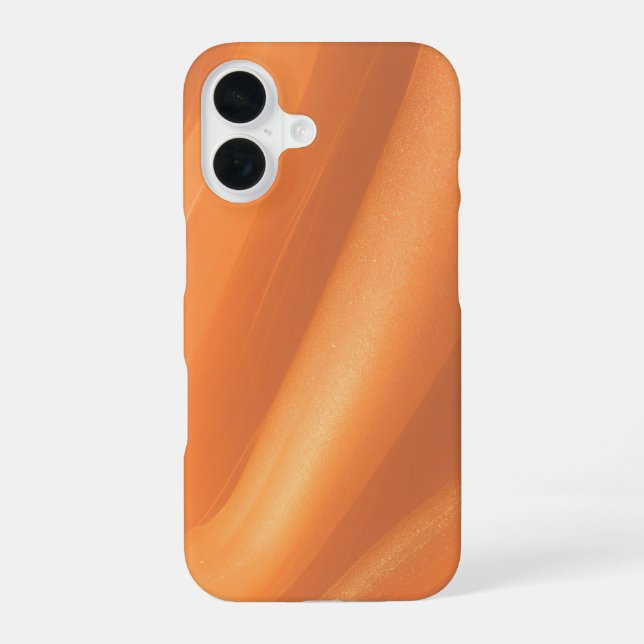 Funda Para iPhone 16 Warm Flowing Orange Abstract Marble Phone Case (Reverso )