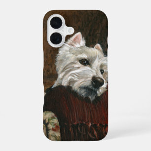 Funda Para iPhone 16 Westie relajándose en el sofá