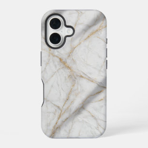Funda Para iPhone 16 White Gold Marble Luxury Elegant Case