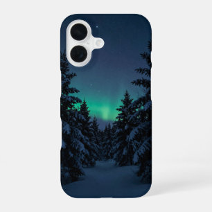 Funda Para iPhone 16 Winter Aurora Snowy Pine Forest Phone Case