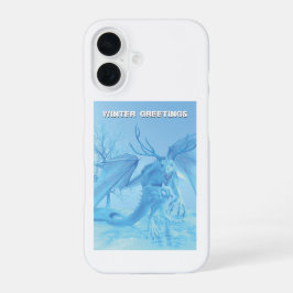 Funda Para iPhone 16 Winter Greetings. Ice dragon with antlers