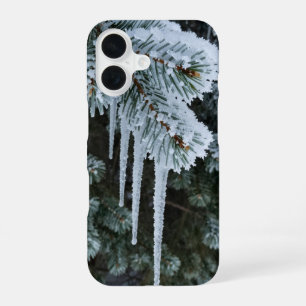 Funda Para iPhone 16 Winter Icicles Frosted Pine Branch Phone Case