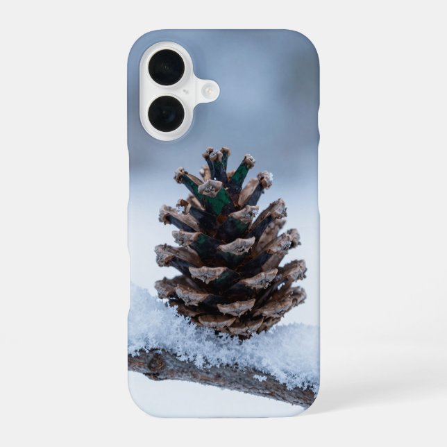 Funda Para iPhone 16 Winter Pine Cone Snowy Branch Phone Case (Reverso )